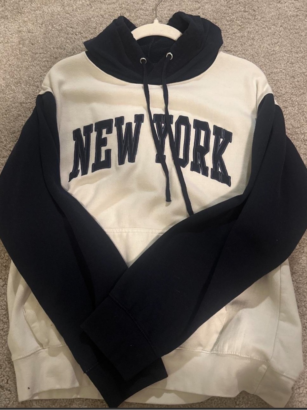 navy & cream new york hoodie